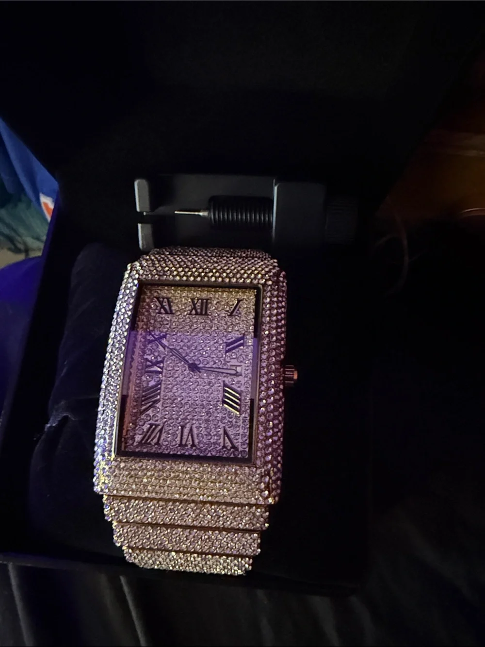 Crystal Pavé Rectangular Watch - Silver Tone